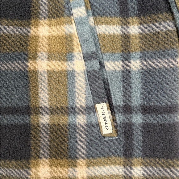 O'Neill Blue, Green and Tan Plaid Fleece Jacket/Hoodie - Picture 4 of 5